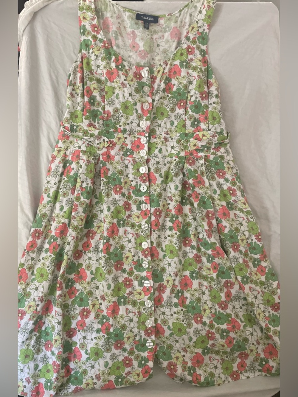 ModCloth Floral Button Front Midi Dress 3X | Linen Blend | Pockets | Lined 🌸